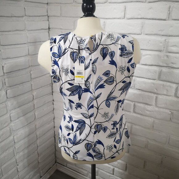 NWT Calvin Klein Ladies Size Medium Blue White & Black Pattern Tank Top - Picture 2 of 11